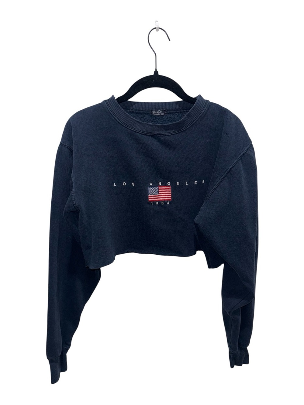 Brandy Melville Navy American Flag Cropped Sweatshirt One Size USA - Picture 3 of 5
